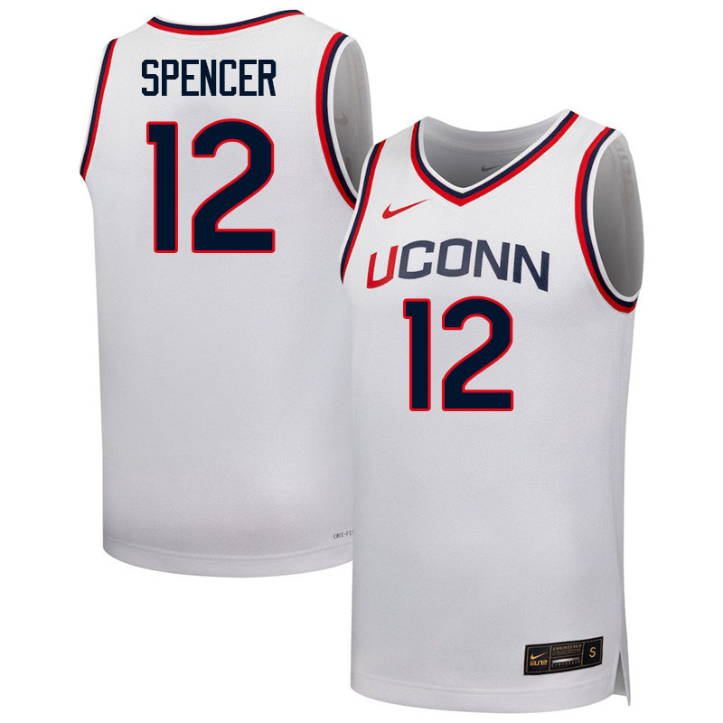 Uconn Huskies #12 Cam Spencer College Basketball Jerseys,Uniforms-White